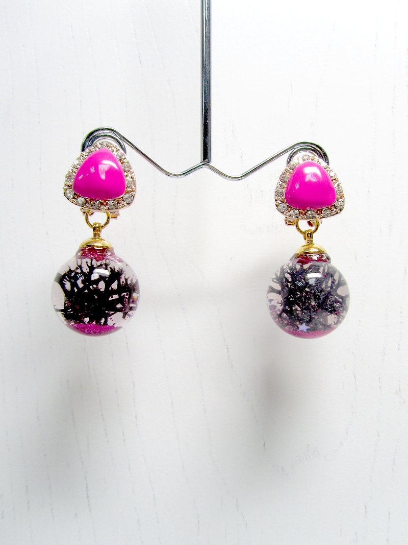 TIMBEE LO crystal ball ocean small world earrings coral glitter pair on sale - ต่างหู - แก้ว สีม่วง