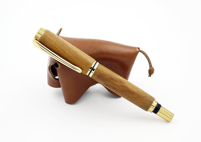 Green sandalwood rotary ball pen wooden cover wooden pencil cases holster attached stylus pen Hand - Rollerball Pens - Wood Green