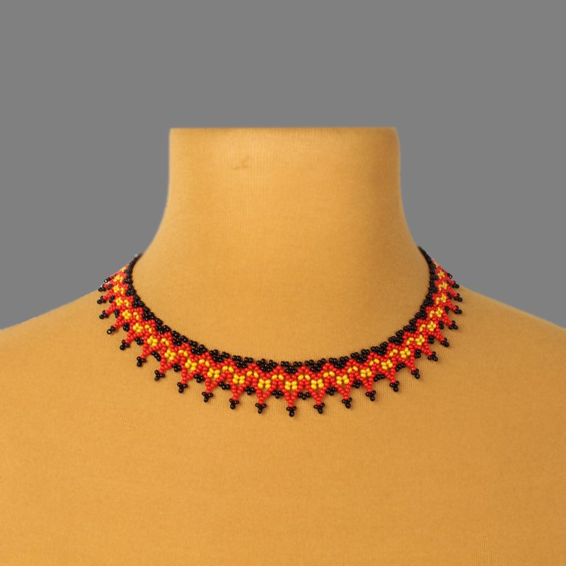Red and black bead collar necklace - 項鍊 - 玻璃 紅色