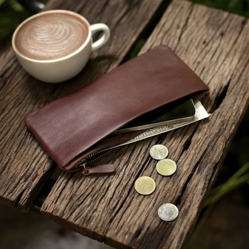 labrador zipper folder - Wallets - Genuine Leather Brown