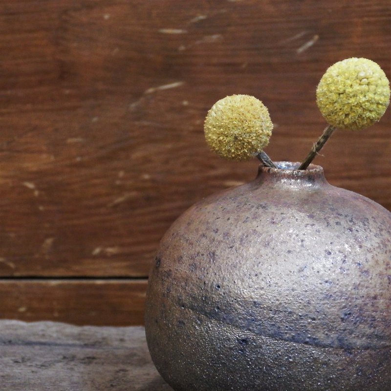 柴燒陶小品花器 / 茶席花器 - 花瓶/花器 - 陶 金色