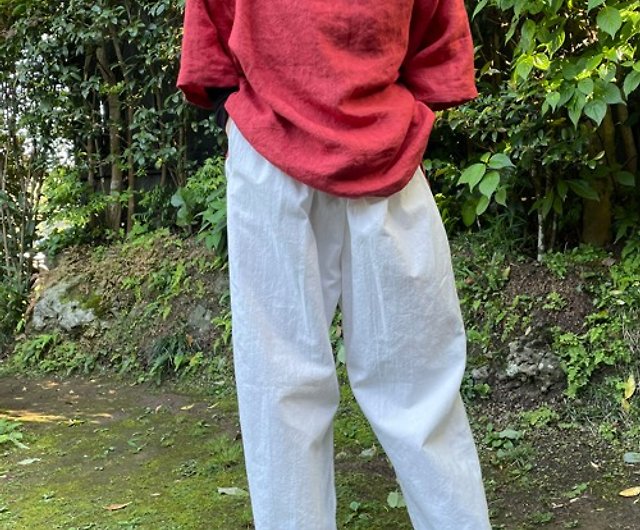 Cotton Linen loose tapered pants - Shop shizendo Women's Pants 