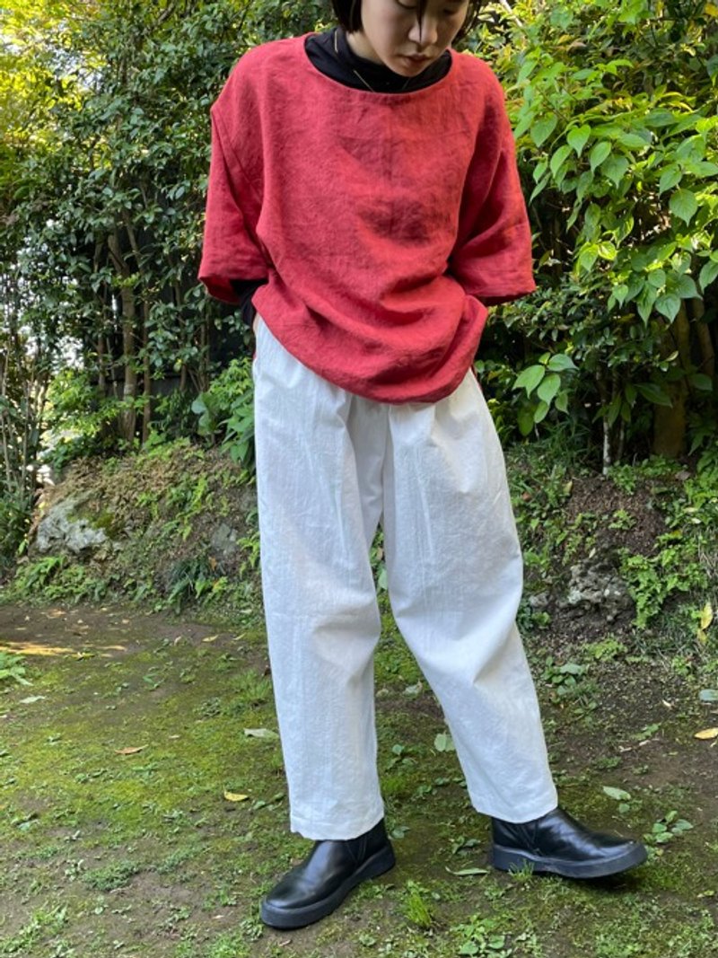 Cotton Linen loose tapered pants - กางเกงขายาว - ผ้าฝ้าย/ผ้าลินิน 