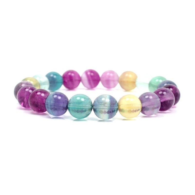 【正佳珠寶】螢石 冰透萬彩螢石手珠 10mm 螢石手鍊 - 手鍊/手環 - 半寶石 多色