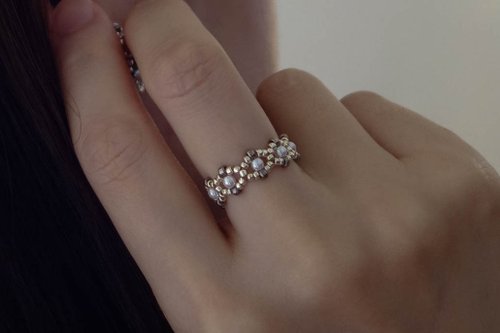 Rosa gallica | 編織珠寶飾品訂製 The Graces-C 三美神之三 戒指 - 手工編織珠寶