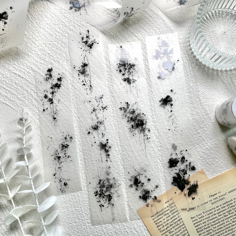 墨花和紙膠帶 - 貼紙 - 其他材質 黑色