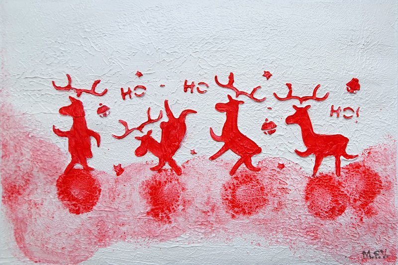 American Deer Painting Black Tailed Original Artwork North America White- Tailed - 海報/掛畫/掛布 - 其他材質 紅色