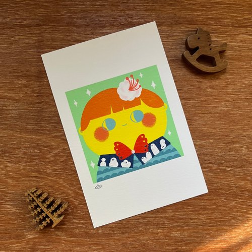 geeshop Postcard - A Boy with Flower size 4x6 inch