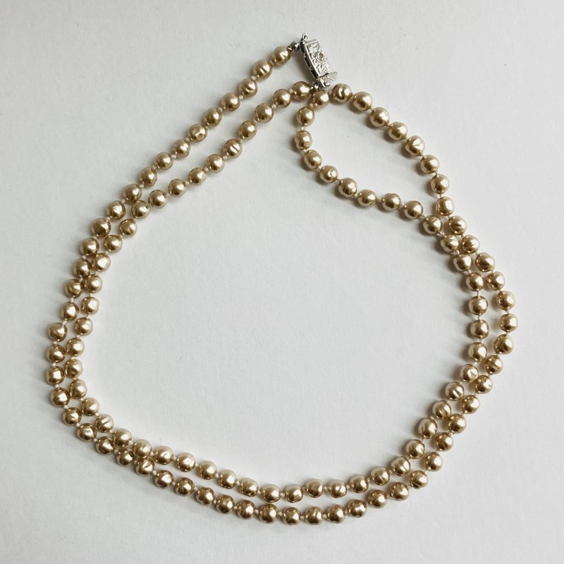 Glass baroque pearl all knot long necklace / approx. 6mm approx. 90cm / cafe mocha / made in japan - Necklaces - Glass Brown