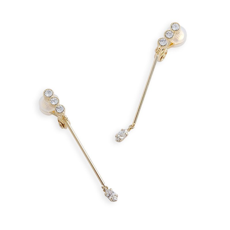 JewCas Air Earring White Crystal Dangle Earrings_JC2760 - ต่างหู - โลหะ 
