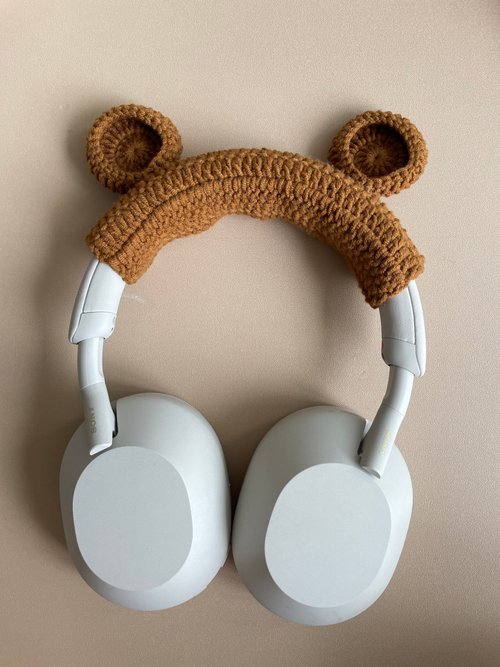 Pawpawcrochet 棕熊耳朵手工鉤織AirPod Max 保護套/索尼XM5 頭戴式耳機保護套