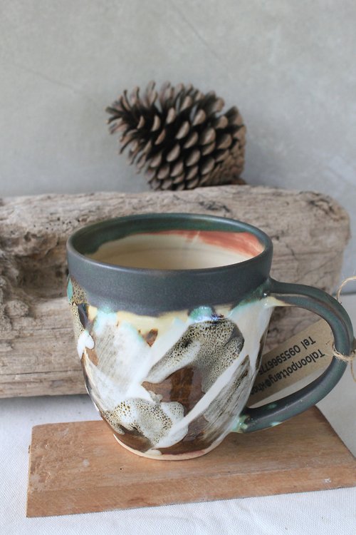 Taloonpottery 14 Ounces/400 Ml Beautiful Coffee Mug Handmade