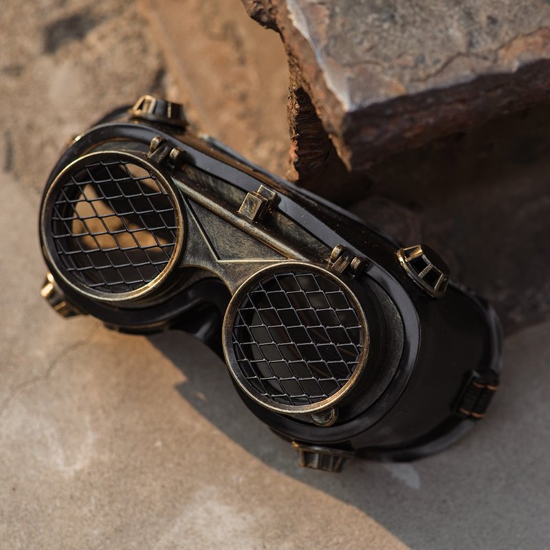 蒸汽朋克 工業 復古 蒸汽朋克 steampunk 網眼鏡片 護目鏡 風鏡 - 眼鏡/鏡框 - 其他金屬 咖啡色