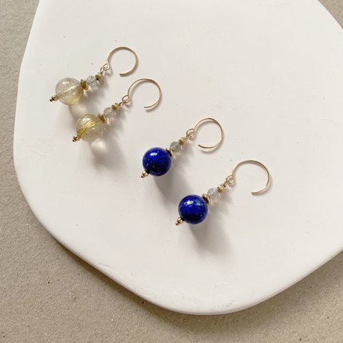Lux Jewelry 天然石/手作輕珠寶 14KGF 復古天然石耳勾 客製化禮物
