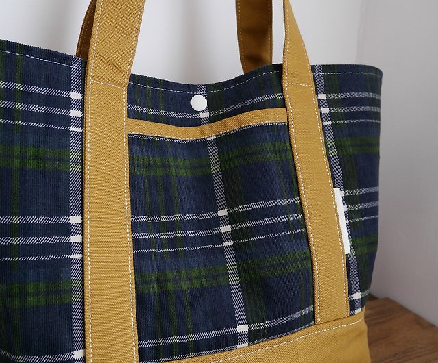 Vintage Madras Plaid LL Bean Boat & Tote Bag / Boat and Tote 