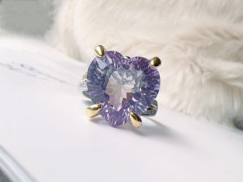 Esme Accessory 天然紫水晶 純銀戒指 甜美愛心 極美切工 火光璀璨 2月生日石