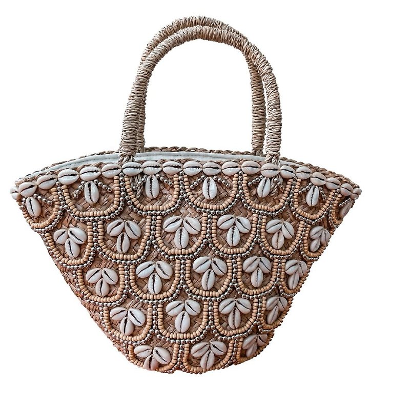 shell straw tote bag - กระเป๋าถือ - วัสดุอื่นๆ 