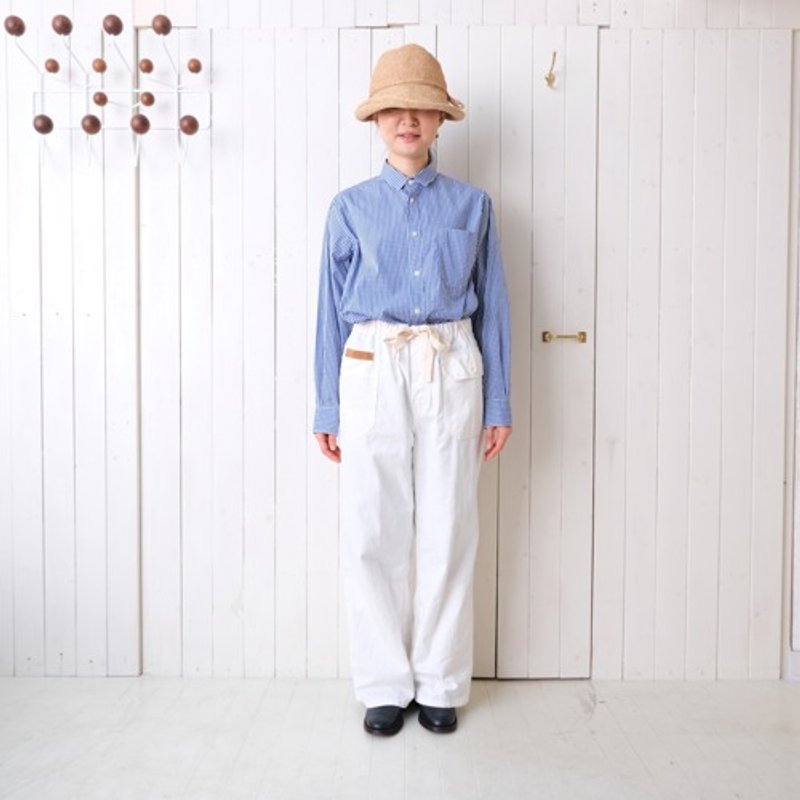 Cotton Chino Pants Off White - กางเกง - ผ้าฝ้าย/ผ้าลินิน ขาว