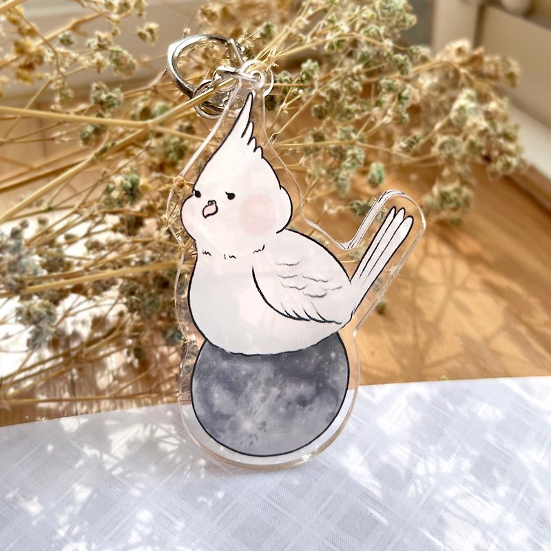 Acrylic Keychains - Cockatiel Acrylic Charm | Moon White Xuanfeng Ambird A Bird