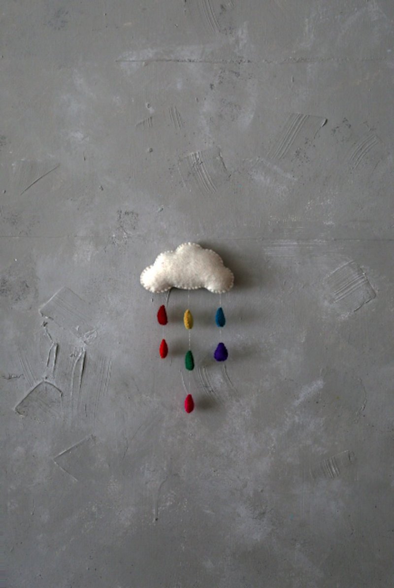 羊毛氈吊飾 / 露營掛飾 / 天空下起彩虹雨 - 壁貼/牆壁裝飾 - 羊毛 多色