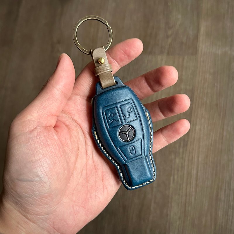 Buttero Leather car key case, car key cover, Mercedes-Benz E200 W205 C300 C200 - ที่ห้อยกุญแจ - หนังแท้ สีนำ้ตาล