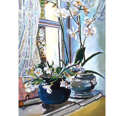 OlgaShelArt Orchids Art Painting Original Oil Art Wall Decor Oil On Canvas
