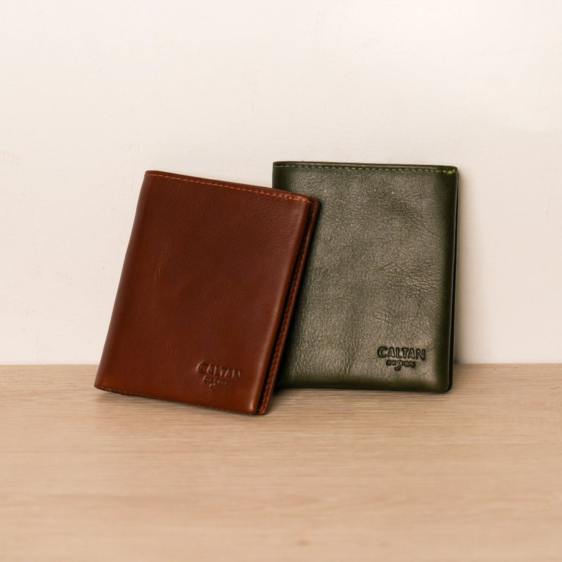 [Fast shipping within 24 hours] Half-fold side-lifting medium and short clip-075240 two colors - Wallets - Genuine Leather Brown