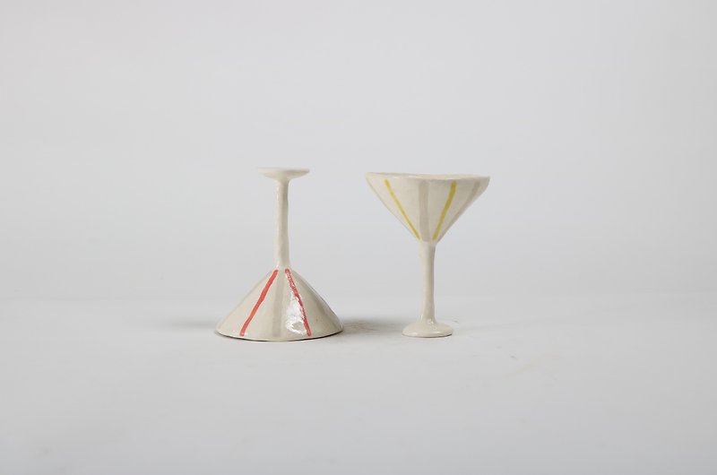 /Small ribbon/ Hand-kneaded ceramic goblets, set of 2 - แก้ว - ดินเผา หลากหลายสี
