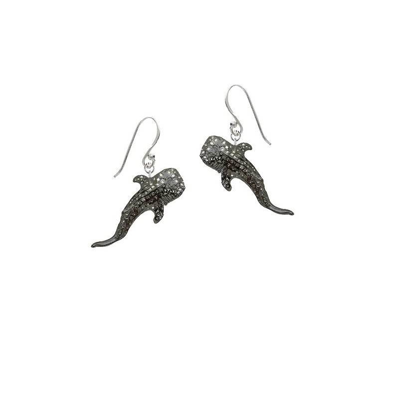 Whale Shark Earrings Whale Shark Earrings Endangered Animals Conservation Animals Pre-Order - Earrings & Clip-ons - Enamel Black
