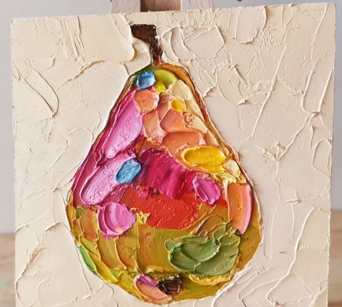 絵画　油絵　原画　一点物　北欧　フルーツ　洋梨　グリーン　SM 絵画 油絵 原画 一点物 北欧 フルーツ 洋梨 グリーン SM - メルカリ