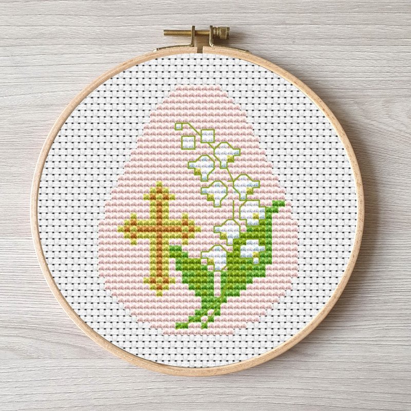 Easter cross stitch pattern pdf,lily of the valley embroidery, Easter egg design - 其他數位設計 - 其他材質 