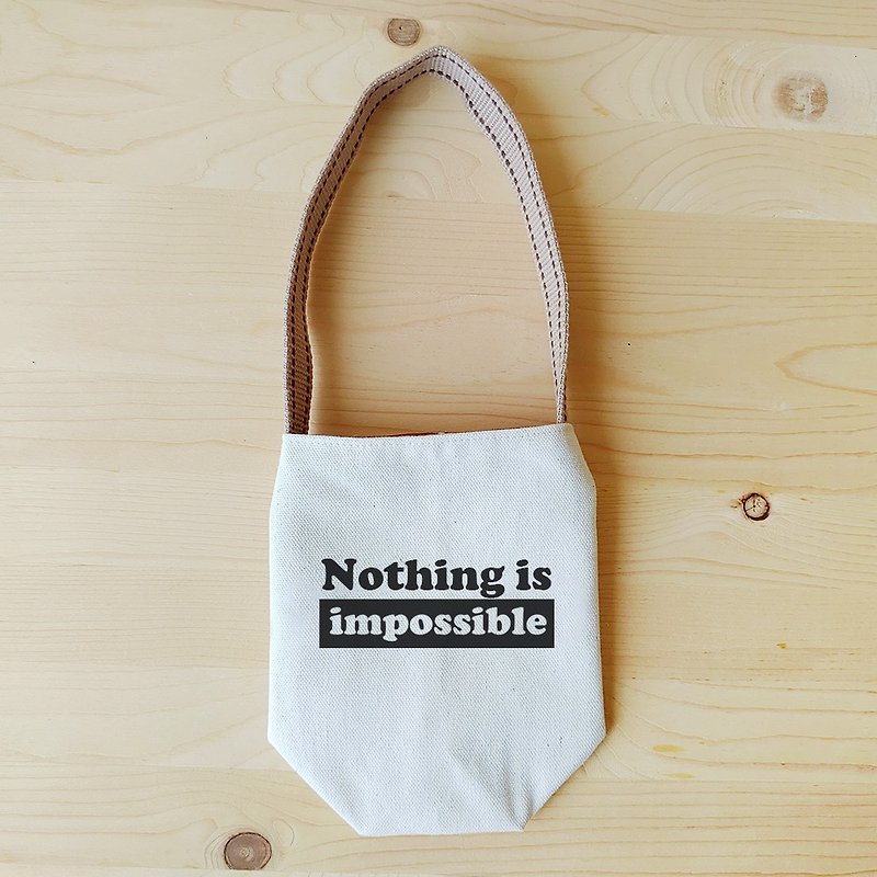 Positive energy kettle bag / cup set _nothing is impossible - Beverage Holders & Bags - Cotton & Hemp White