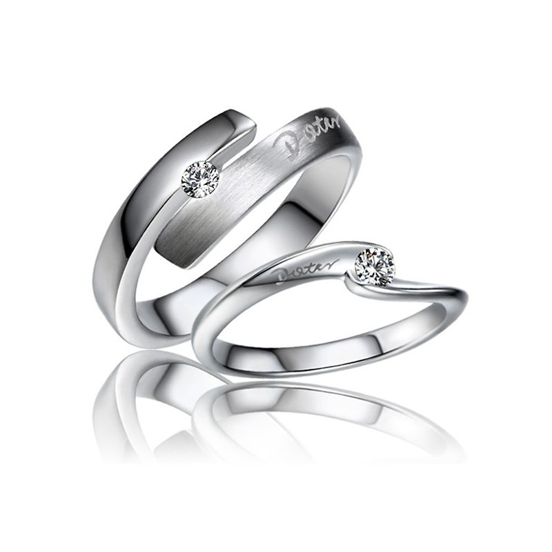 ラブ ダイヤモンド ペア 結婚指輪 婚約指輪 - ペアリング - ダイヤモンド シルバー