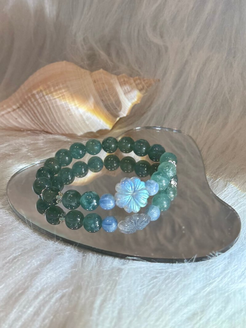 Customization | Oil painting garden | Green crystal, labradorite, Teal crystal - Bracelets - Crystal Green