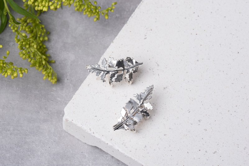 . Above the vegetation. NO.06-1 dense leaf Boston fern Clip-On-single/925 Silver - ต่างหู - เงินแท้ สีเงิน