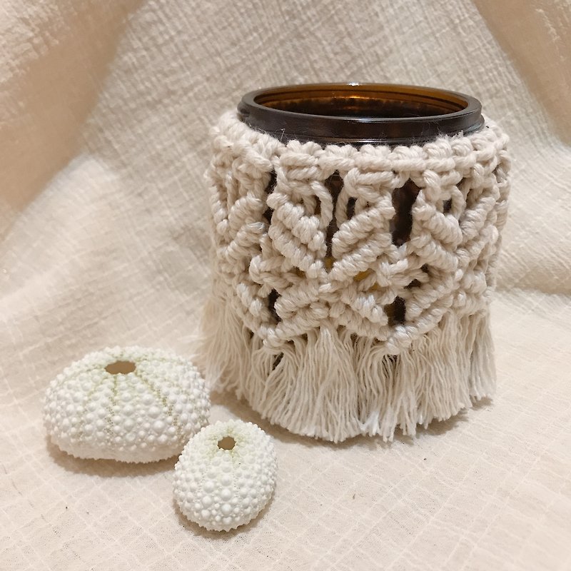 Romantic candlelight-macrame woven candle cup/medium - Candles & Candle Holders - Cotton & Hemp 