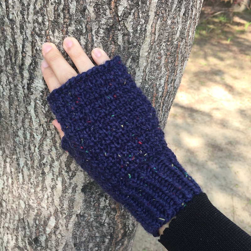 Known fabric hand-woven color point wool mitt hidden blue - Gloves & Mittens - Wool Blue