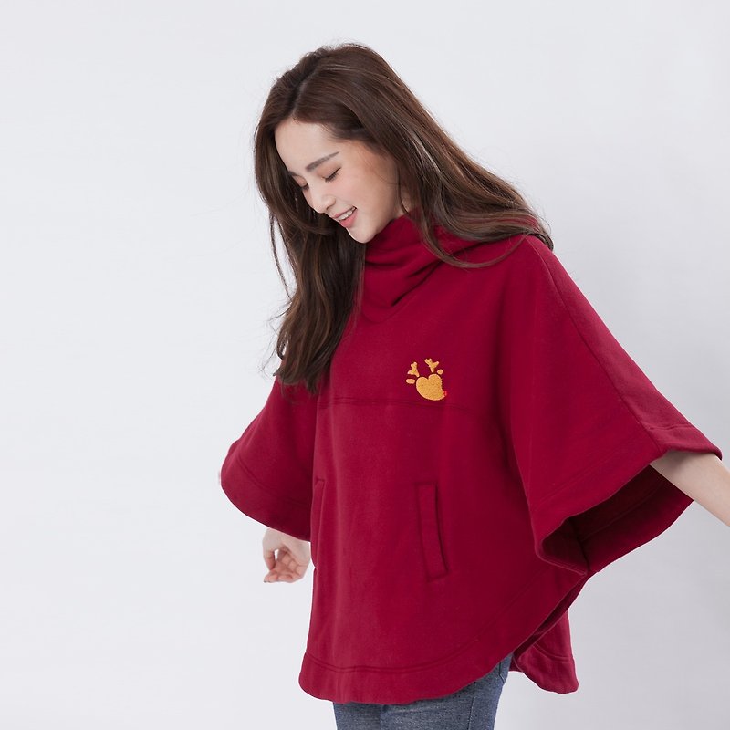 Aico Warm Winter Cloak with Pockets/ Wine Red - Unisex Hoodies & T-Shirts - Cotton & Hemp Red