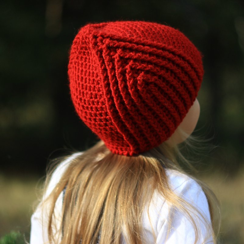 CROCHET PATTERN/How to make The Little Red hat/Toddler, Child and Adult sizes - 編織/刺繡/羊毛氈/縫紉 - 其他材質 紅色