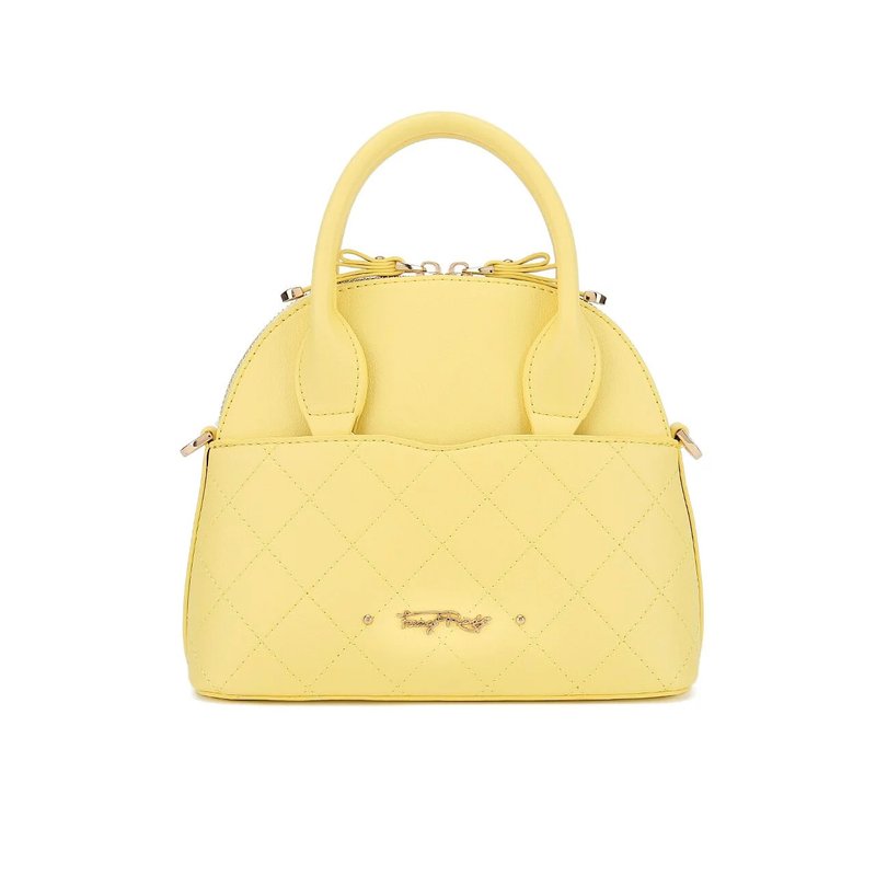 Diamond stitch bow handle side bag - Messenger Bags & Sling Bags - Faux Leather Yellow