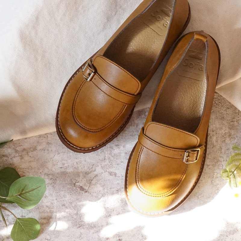 Belt loafers, slip-ons, comfort shoes, shoes, made in Japan, LEGER [Ships in 10-30 days] - รองเท้าลำลองผู้หญิง - หนังเทียม สีนำ้ตาล