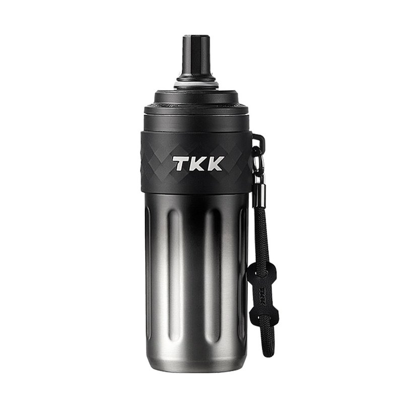 [TKK] Rhythm straw cup 316 Stainless Steel x ceramic spray thermal insulation sports water bottle 500ML Silver black shadow - Pitchers - Stainless Steel Silver