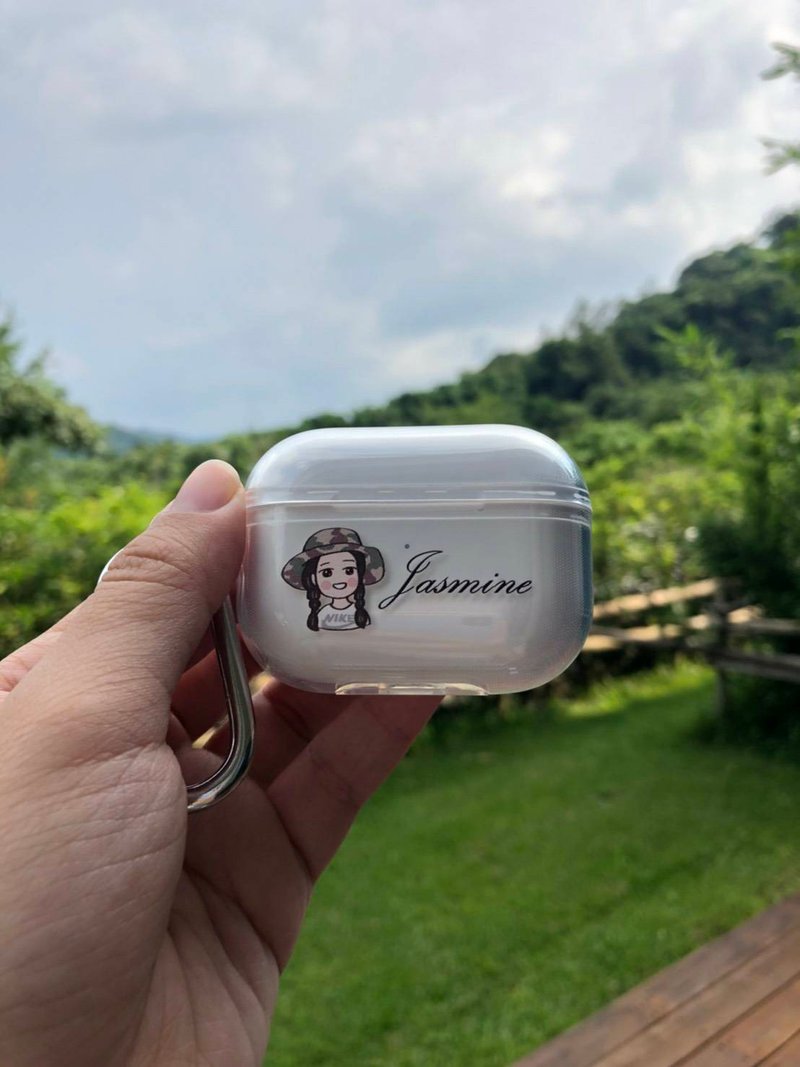 手繪Q版【AirPods Pro】客製化AirPods Pro保護殼  似顏繪禮物 - AirPods/耳機保護套 - 其他材質 透明