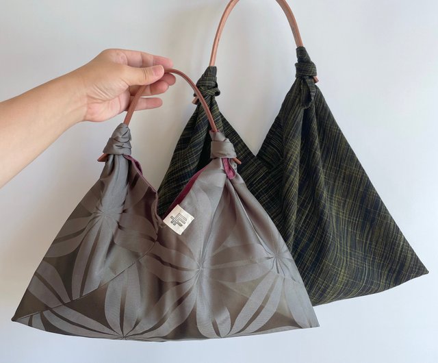 Unique | AZUMA bag Handbag-size -Silk, dark khaki | Special brown