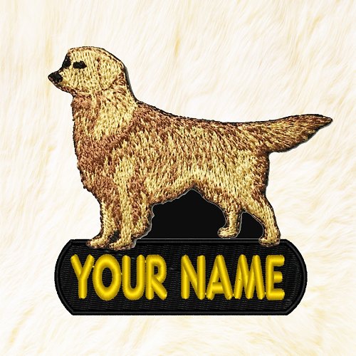 24PlanetsStudio Golden Retriever Personalized Iron on Patch Your Name Your Text Buy 3 Get 1 Free