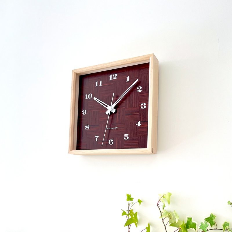 Muku square clock 4 硬楓木 木紋錶盤 (km-144HM) 掛鐘 日本製造 - 時鐘/鬧鐘 - 木頭 卡其色