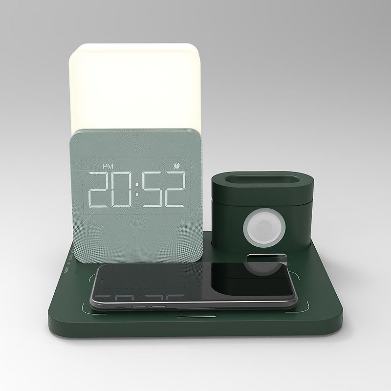 HUB: Wireless Charging Station with Fast Charging Support－Dark Green - Phone Accessories - Plastic 