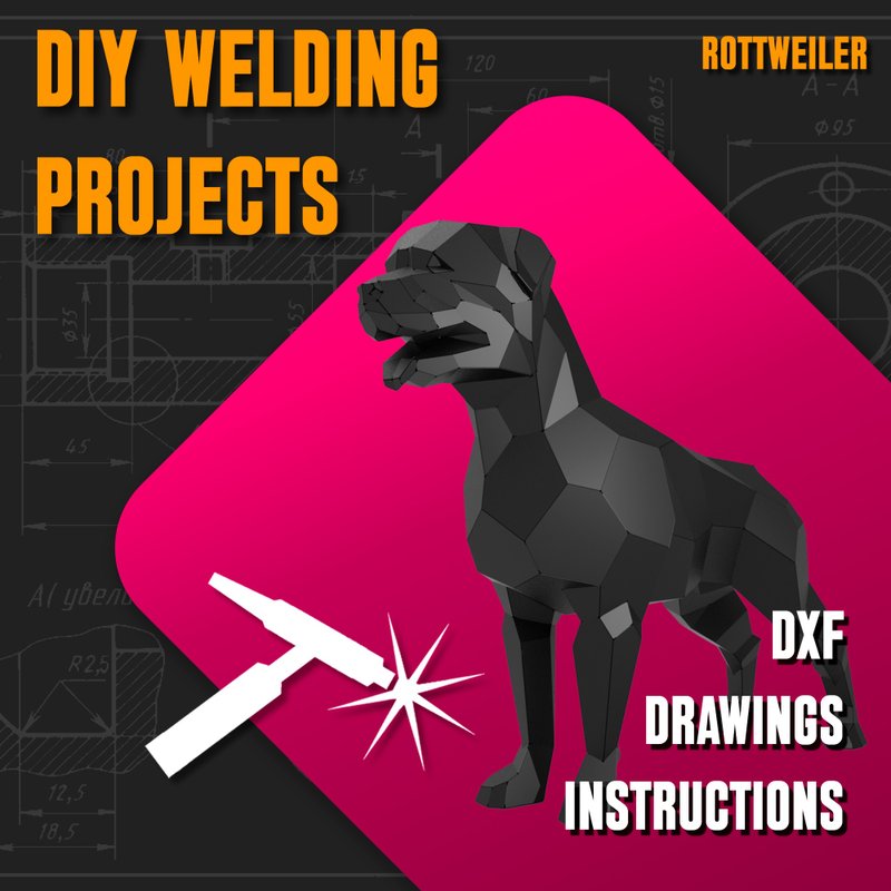 Welding Project Plans Drawings Rottweiler (DXF, PDF) - 圖文模板設計 - 其他材質 