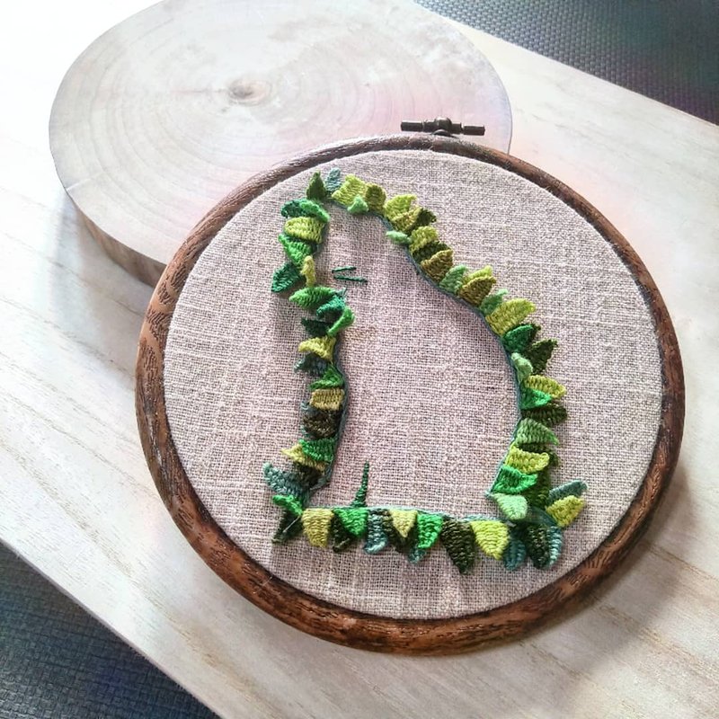 立體刺繡掛畫 - 貓草 - 相框/畫框 - 繡線 卡其色