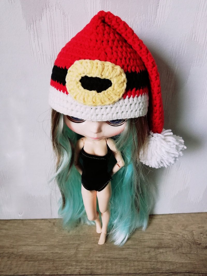 Blythe Santa Christmas hat Elven long cap - 公仔/玩偶 - 棉．麻 紅色